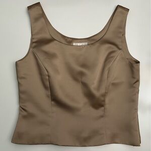 Vintage VIE by Victoria Royal  Women's Taupe Shell Crop Lined Side-Zip Sz 10